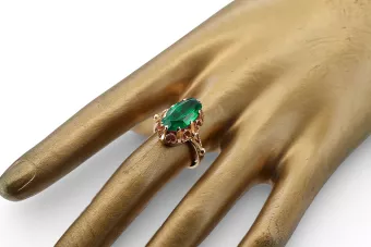 Rusia soviética Rose 14k 585 Oro Alexandrite Ruby Emerald Sapphire Zircon Anillo VRC014