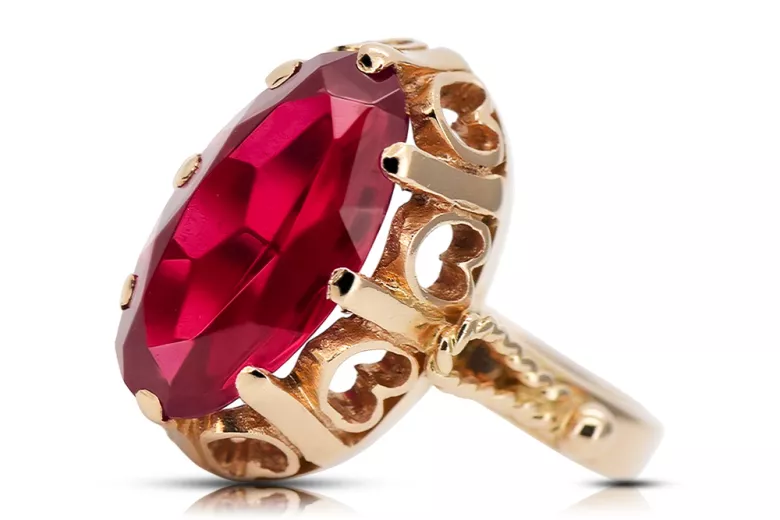 Ruská sovětská růže 14k 585 Zlato Alexandrite Ruby Emerald Sapphire Zircon Ring VRC014