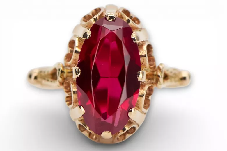 Российская советская роза 14K 585 Gold Alexandrite Ruby Emerald Sapphire Zircon кольцо VRC014