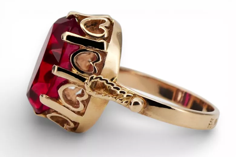 Российская советская роза 14K 585 Gold Alexandrite Ruby Emerald Sapphire Zircon кольцо VRC014