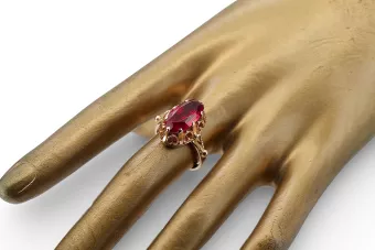 Rusia soviética Rose 14k 585 Oro Alexandrite Ruby Emerald Sapphire Zircon Anillo VRC014