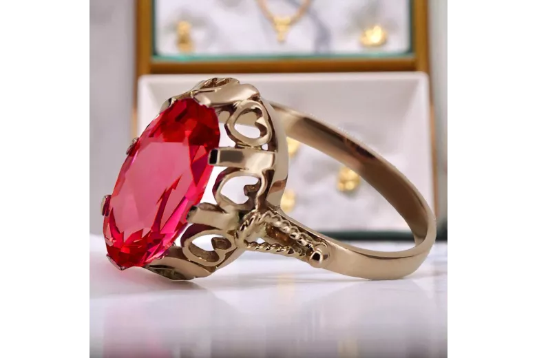 Ruská sovětská růže 14k 585 Zlato Alexandrite Ruby Emerald Sapphire Zircon Ring VRC014