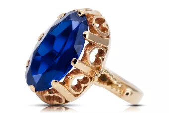 Rosa rosa 14k oro 585 anillo de zafiro VRC134R Estilo ruso de la vendimia soviética