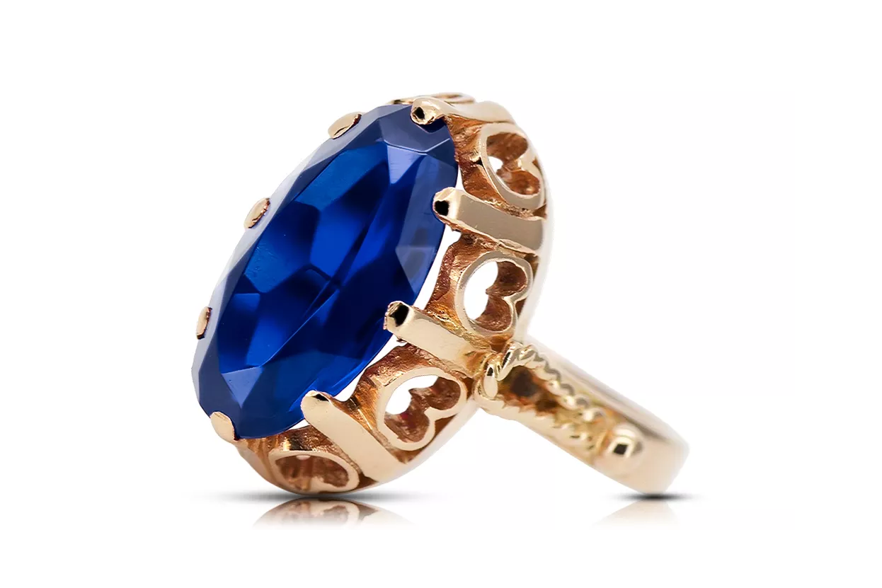 Российская советская роза 14K 585 Gold Alexandrite Ruby Emerald Sapphire Zircon кольцо VRC014