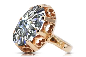 Rose Pink 14k Gold 585 Zirone Ring VRC134r Russischer sowjetischer Vintage-Stil