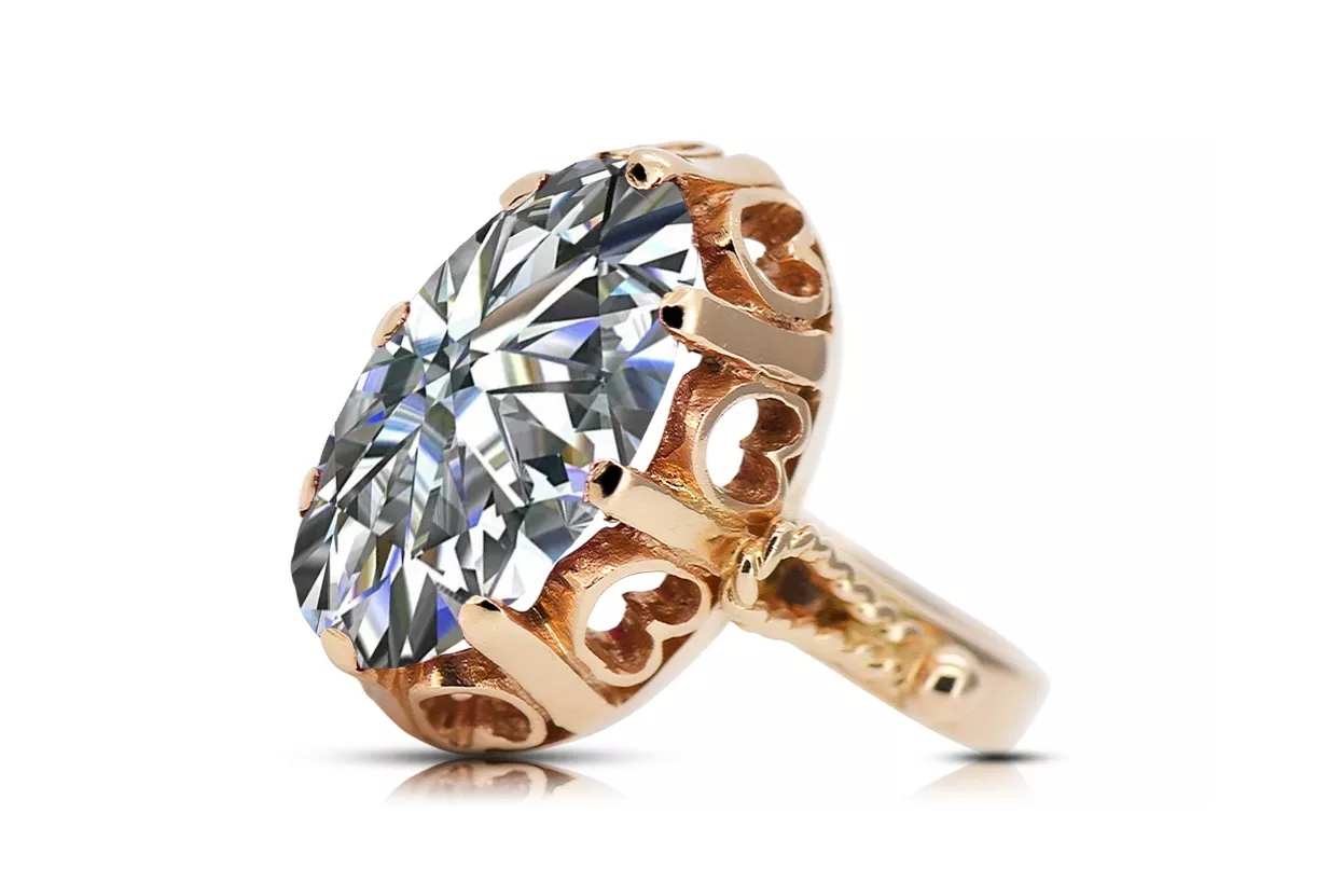 Russische Sowjetrose 14k 585 Gold Alexandrite Rubin Smaragd Saphir Zirkon Ring VRC014