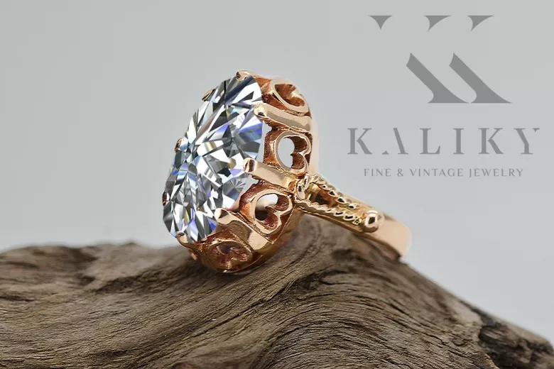 Rusia soviética Rose 14k 585 Oro Alexandrite Ruby Emerald Sapphire Zircon Anillo VRC014