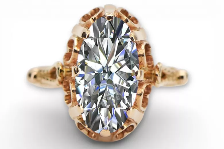 Russische Sowjetrose 14k 585 Gold Alexandrite Rubin Smaragd Saphir Zirkon Ring VRC014