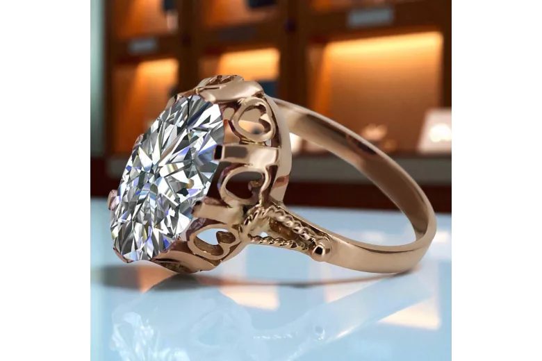 Russische Sowjetrose 14k 585 Gold Alexandrite Rubin Smaragd Saphir Zirkon Ring VRC014