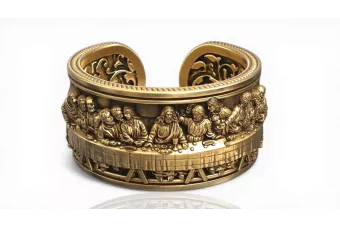 Yellow 14k 585 gold The Last Supper Jesus Ring crn006y