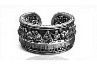 Sterling silver 925 ring crn006s The Last Supper Jesus Ring Art Deco Vintage style
