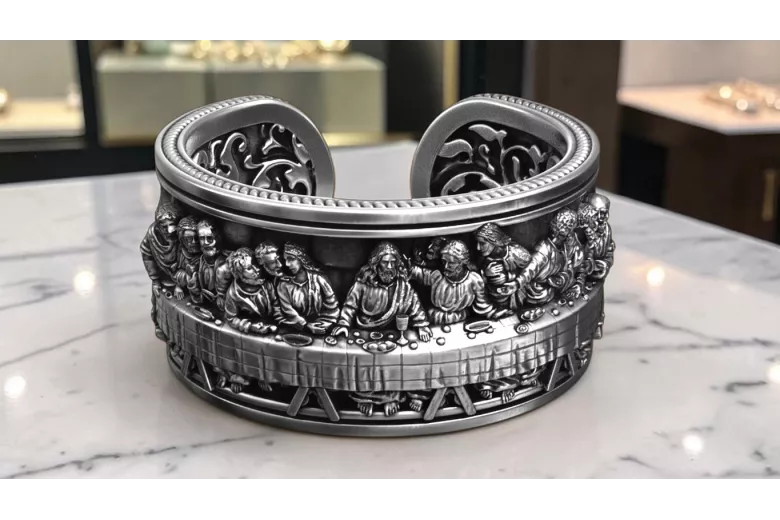 Sterling silver 925 ring crn006s The Last Supper Jesus Ring Art Deco Vintage style