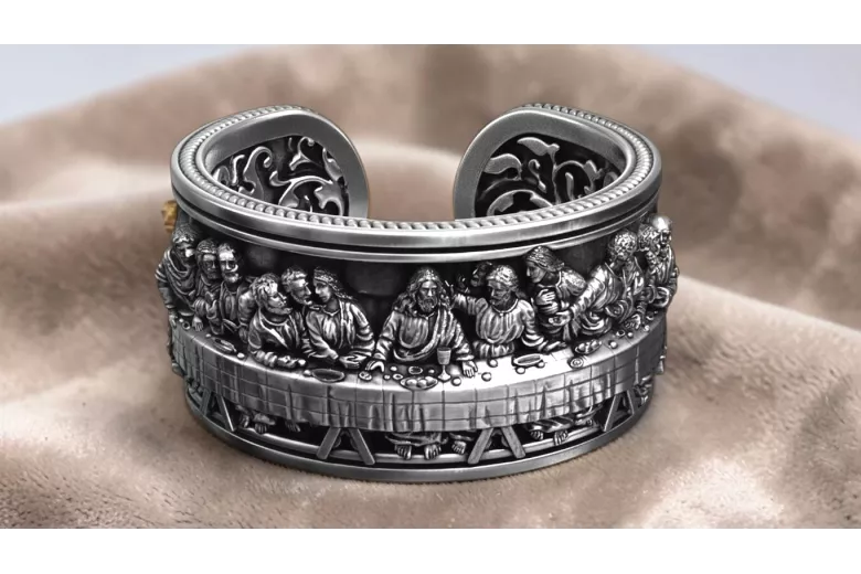 Sterling silver 925 ring crn006s The Last Supper Jesus Ring Art Deco Vintage style
