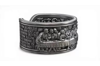 Sterling silver 925 ring crn006s The Last Supper Jesus Ring Art Deco Vintage style