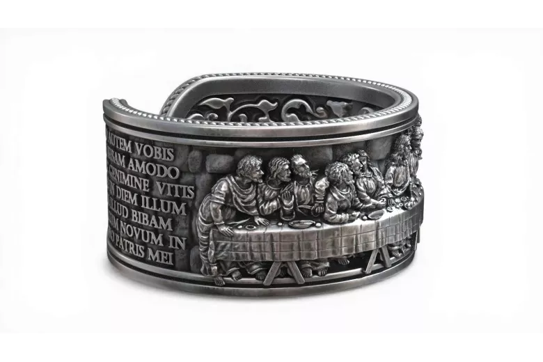 Sterling silver 925 ring crn006s The Last Supper Jesus Ring Art Deco Vintage style