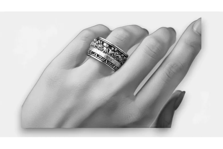 Sterling silver 925 ring crn006s The Last Supper Jesus Ring Art Deco Vintage style