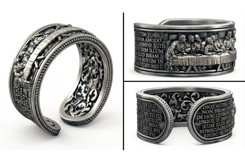 Sterling silver 925 ring crn006s The Last Supper Jesus Ring Art Deco Vintage style