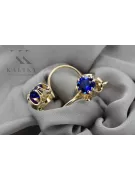 14k žluté zlato 585 Sapphire náušnice vec035y-sp Russian Soviet USSR Vintage craft Art Deco style