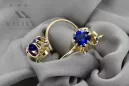 14k žlté zlato 585 Sapphire náušnice vec035y-sp Russian Soviet USSR Vintage Jewlery Art Deco style