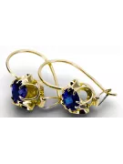 14k geltonas auksas 585 Sapphire auskarai vec035y-sp Rusų Tarybinis TSRS Vintažinis stilius Art Deco style Rusiškas sovietinis S