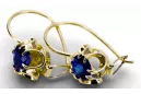 14k κίτρινο χρυσό 585 Sapphire Σκουλαρίκια vec035y-sp Russian Soviet USSR Vintage Jewlery Art Deco style