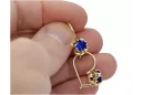 Or jaune 14 carats 585 Sapphire des boucles d'oreilles vec035y-sp Russe Soviétique URSS Vintage Art Deco style