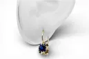 Yellow 14k gold 585 Sapphire earrings vec035y-sp Russian Soviet USSR Vintage craft Art Deco style