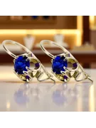 14 كارت من الذهب الأصفر 585 Sapphire أقراط vec035y-sp روسي سوفيتي الاتحاد السوفيتي مجوهرات فينتاج آرت ديكو style Art Deco