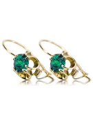 Yellow 14k gold 585 Emerald earrings vec035y-em Russian Soviet USSR Vintage craft Art Deco style