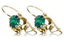 Or jaune 14 carats 585 Emerald des boucles d'oreilles vec035y-em Russe Soviétique URSS Artisanat vintage Art Deco style