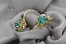 14k žluté zlato 585 Emerald náušnice vec035y-em Russian Soviet USSR Vintage style Art Deco style