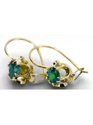 14k κίτρινο χρυσό 585 Emerald Σκουλαρίκια vec035y-em Russian Soviet USSR Vintage craft Art Deco style