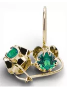 14К жовте золото 585 Emerald Сережки vec035y-em Російський Радянський СРСР Вінтаж прикраси Ар-деко style Art Deco