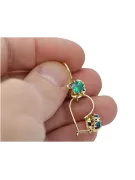 14k žluté zlato 585 Emerald náušnice vec035y-em Russian Soviet USSR Vintage style Art Deco style