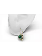 14k κίτρινο χρυσό 585 Emerald Σκουλαρίκια vec035y-em Russian Soviet USSR Vintage craft Art Deco style