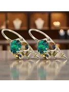 14К жовте золото 585 Emerald Сережки vec035y-em Російський Радянський СРСР Вінтаж прикраси Ар-деко style Art Deco