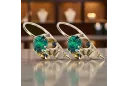 Oro amarillo de 14 quilates 585 Emerald pendientes vec035y-em Ruso Soviético URSS Joyería vintage Art Deco style