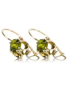 14K жълто злато 585 Yellow Peridot Обеци vec035y-yp Руски Съветски СССР Винтидж бижута Ар-деко style Art Deco