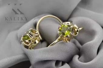 Aur galben 14K 585 Yellow Peridot cercei vec035y-yp Rusesc Sovietic URSS Stil Vintage Art Deco style