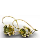Oro amarillo de 14 quilates 585 Yellow Peridot pendientes vec035y-yp Ruso Soviético URSS Estilo vintage Art Deco style
