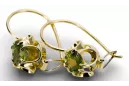 14k geltonas auksas 585 Yellow Peridot auskarai vec035y-yp Rusų Tarybinis TSRS Vintage Art Deco style Rusiškas SSRS sovietinis s