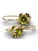 14 Karat Gelbgold 585 Yellow Peridot ohrringe vec035y-yp Russisch Sowjetisch UdSSR Vintage Schmuck Art Deco style