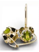 14k κίτρινο χρυσό 585 Yellow Peridot Σκουλαρίκια vec035y-yp Russian Soviet USSR Vintage craft Art Deco style