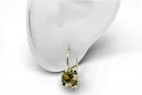 14К жовте золото 585 Yellow Peridot Сережки vec035y-yp Російський Радянський СРСР Вінтаж стиль Ар-деко style Art Deco