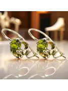 Oro amarillo de 14 quilates 585 Yellow Peridot pendientes vec035y-yp Ruso Soviético URSS Estilo vintage Art Deco style