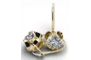 Yellow 14k gold 585 Zircon earrings vec035y-zi Russian Soviet USSR Vintage Jewelry Art Deco style