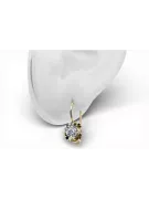 Or jaune 14 carats 585 Zircon des boucles d'oreilles vec035y-zi Russe Soviétique URSS Style vintage Art Deco style