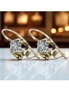 14 Karat Gelbgold 585 Zircon ohrringe vec035y-zi Russisch Sowjetisch UdSSR Vintage Art Deco style