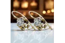 Yellow 14k gold 585 Zircon earrings vec035y-zi Russian Soviet USSR Vintage Jewelry Art Deco style