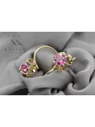 Or jaune 14 carats 585 Amethyst des boucles d'oreilles vec035y-am Russe Soviétique URSS Style vintage Art Deco style